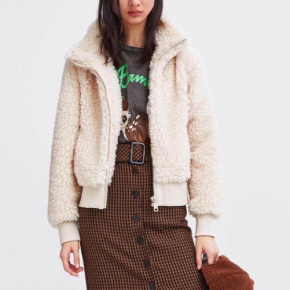 ZARA Furry Teddy Bear Jacket